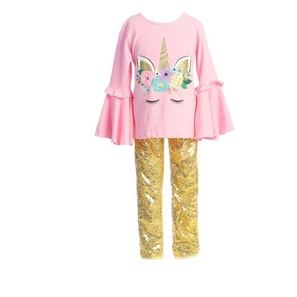2 Pieces Pants Set toddler girls long sleeve unicorn shirt dress top pant Cloth - Picture 6 of 6